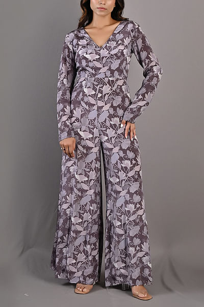 Printed cotton satin jumpsuit