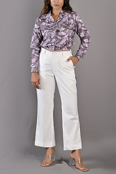 Printed bomber and bell bottoms