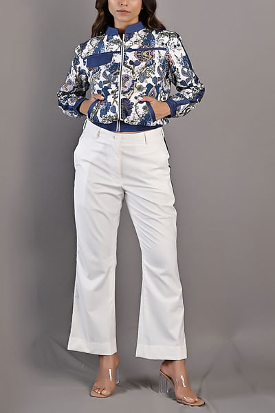 Blue digital printed jacket set