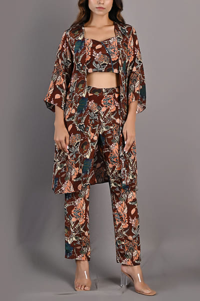 Digital printed pants and jacket set