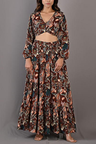 Digital printed sharara and top