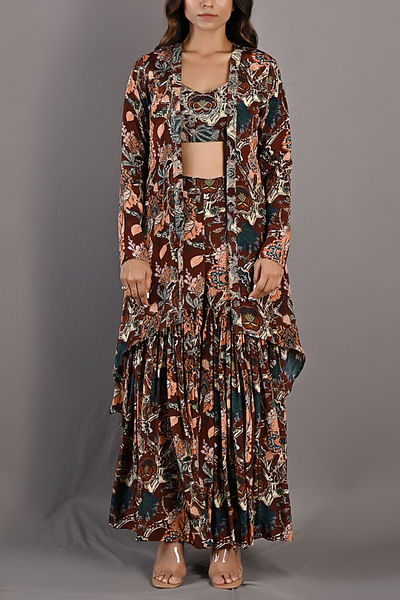 Digital printed sharara and cape