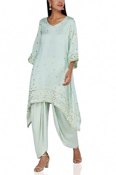 Mint green chanderi top and pants