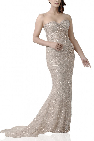 Champagne gold embellished gown