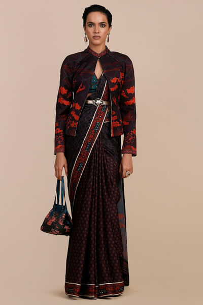 Deep violet printed reversible jacket