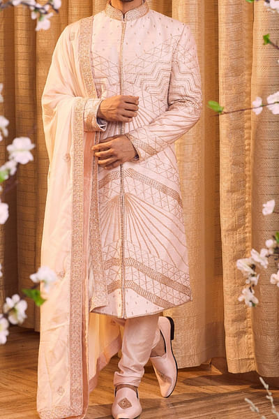 Pink embroidered sherwani