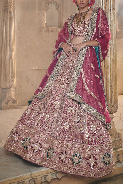 Mauve pink embroidered lehenga set