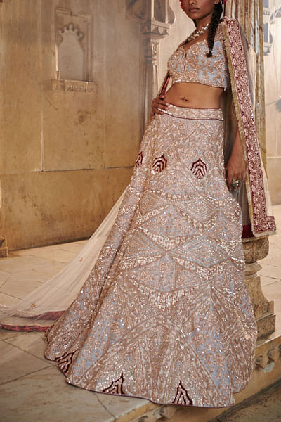 Grey embroidered lehenga set