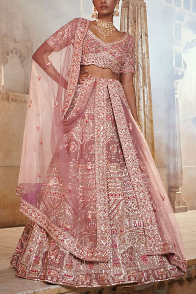 Mauve embroidered lehenga set