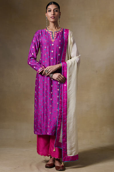 Pink gota embroidered kurta set