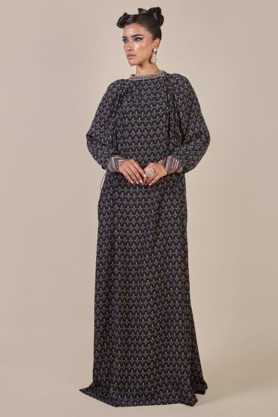 Midnight blue printed kaftan