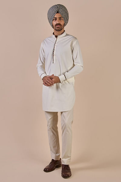 Ivory embroidered kurta