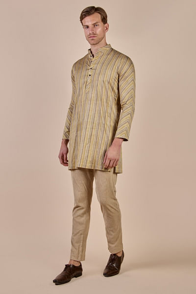 Yellow striped kurta