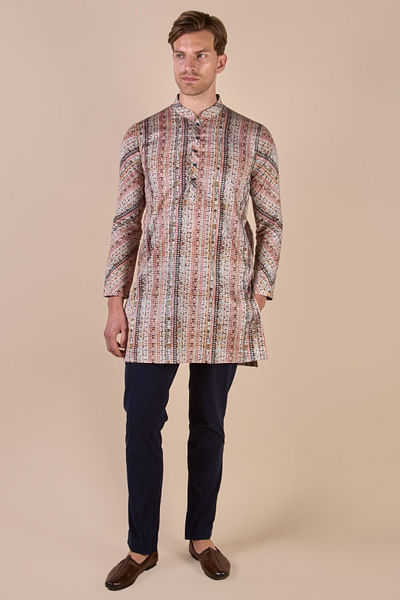 Multicolour striped short kurta