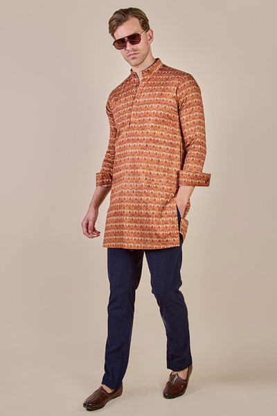 Orange printed kurta