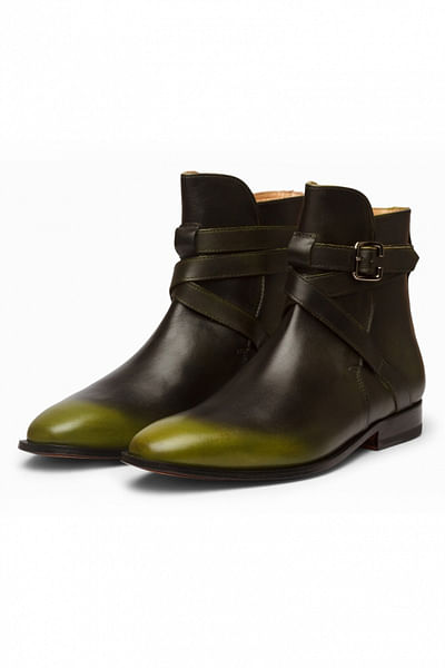 Black and green ombre Jodhpur boots