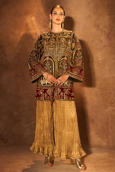 Black zardozi embroidered jacket