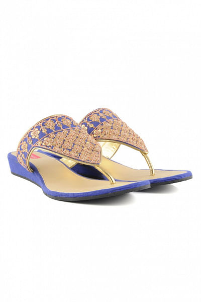 Royal blue embroidered wedges