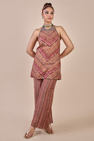 Multicolour printed tunic set