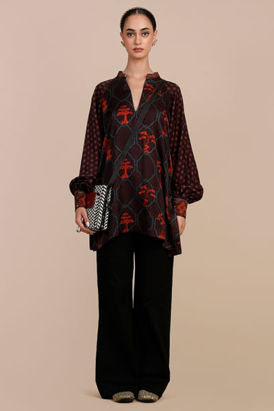 Midnight blue printed long top