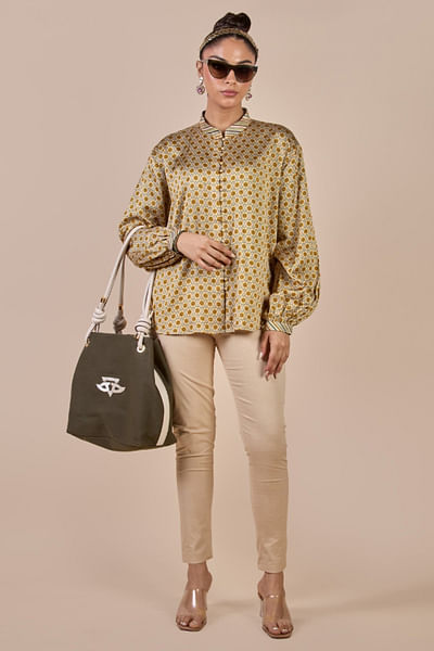 Yellow and ivory printed shirt