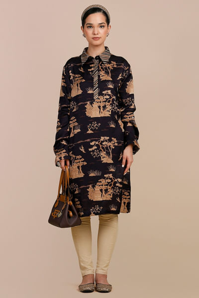 Deep violet printed tunic