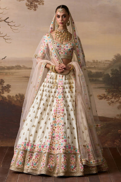 Angad Singh Ivory floral embroidered lehenga set ANGAJUL26D150521