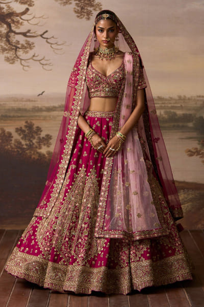 Angad Singh Crimson red embroidered lehenga set ANGAJUL26D150516