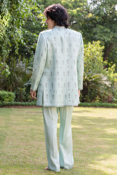 Bohame Mint green embroidered indowestern set BOHNOV25D138397