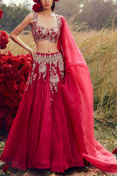 Bhumika Sharma Fuchsia floral lehenga set BMSAPR2210