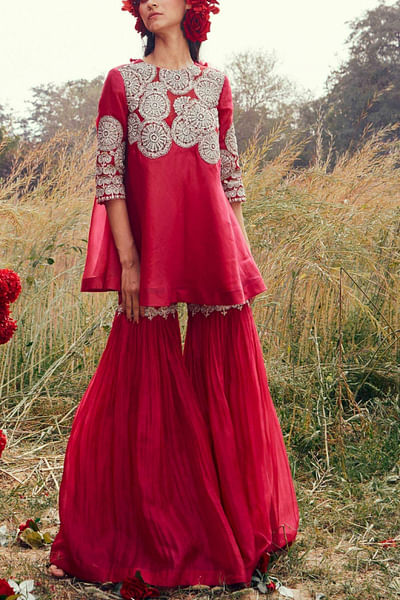 Fuchsia A-line top and sharara