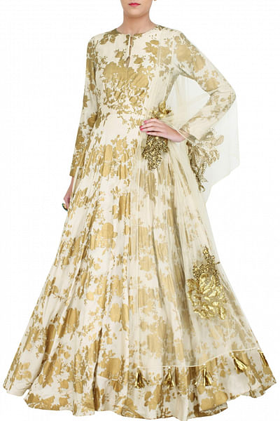 Ivory and gold anarkali