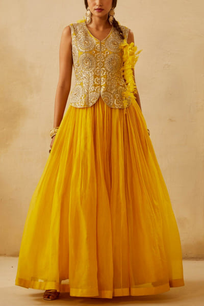 Bhumika Sharma Yellow jacket anarkali set BMSJAN2202