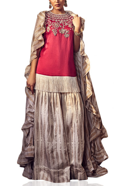 Rose pink & cream kurta set