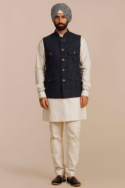 Midnight blue Nehru jacket