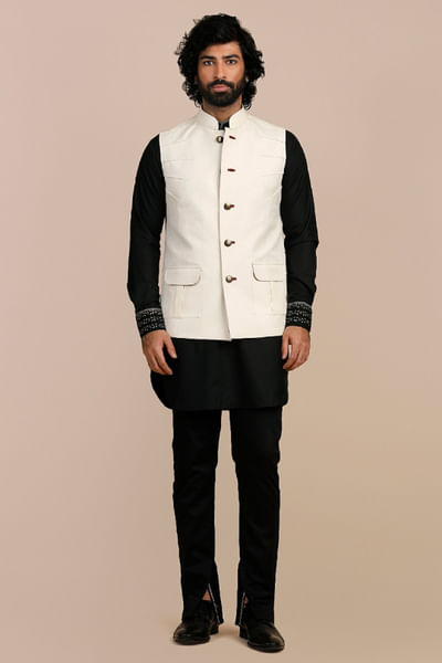Pearl ivory Nehru jacket