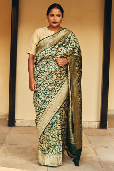 Green gold shikargah katan sari