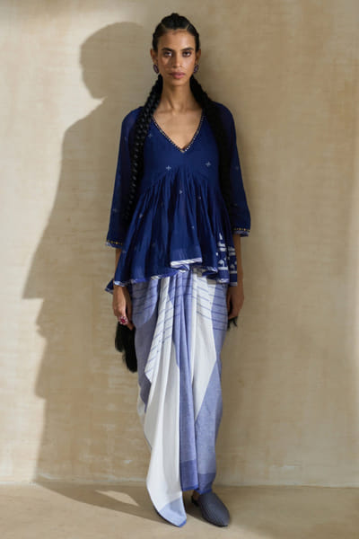 Oyster stripe cotton skirt