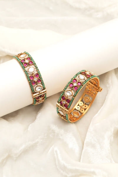 Beryachi Multicolour stone embellished rajwadi bangles BERYJUL26D149731