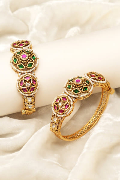 Beryachi Multicolour stone embellished bangles BERYJUL26D149732
