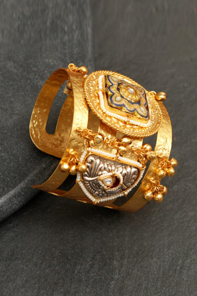 Gold stone encrusted bangle