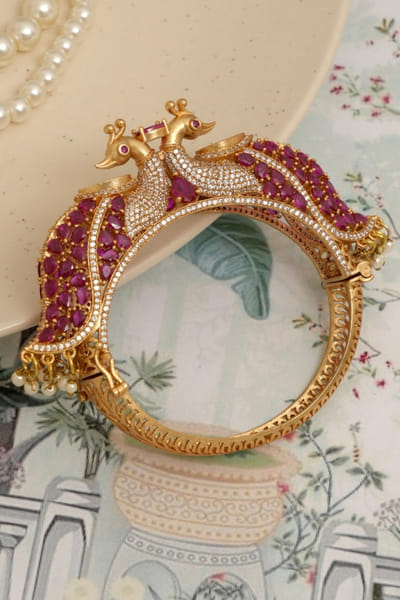 Multicoloured peacock design kada bangle