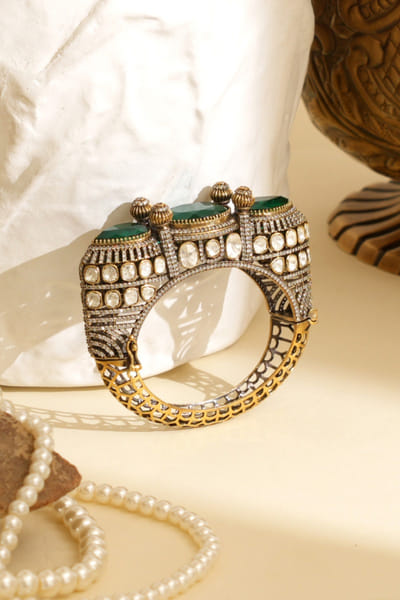 Beryachi Multicolour gold plated kundan polki kada BERYMAY26D143860