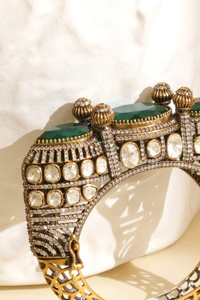 Beryachi Multicolour gold plated kundan polki kada BERYMAY26D143860