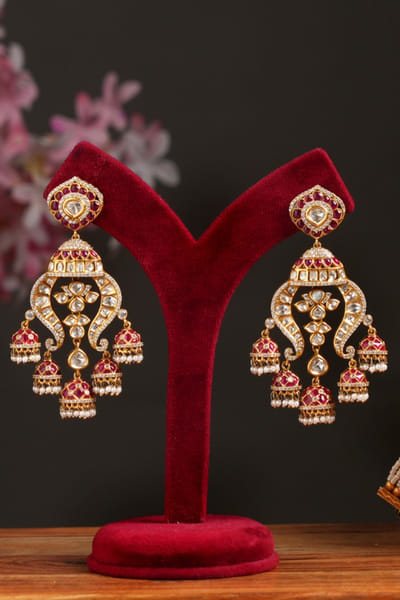 Ivory and pink pearl earrings