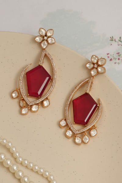 Beryachi Multicoloured ruby stone kundan earrings BERYAPR26D142565