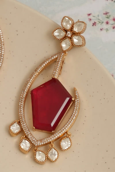 Beryachi Multicoloured ruby stone kundan earrings BERYAPR26D142565