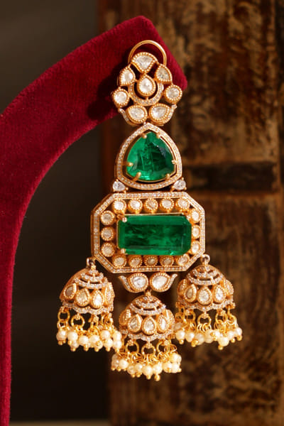 Beryachi Multicolour stone embellished jhumka earrings BERYMAY26D143880
