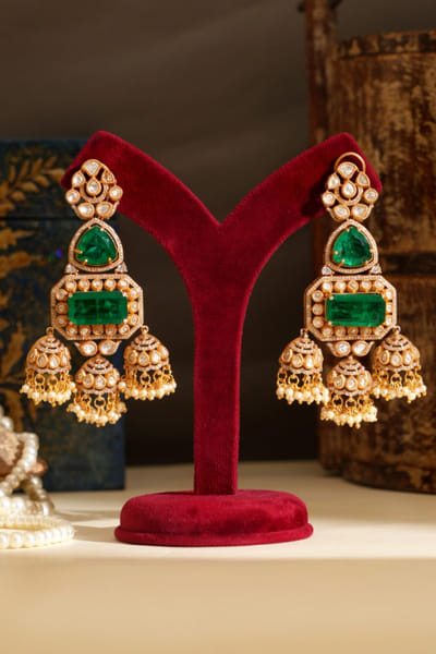 Beryachi Multicolour stone embellished jhumka earrings BERYMAY26D143880
