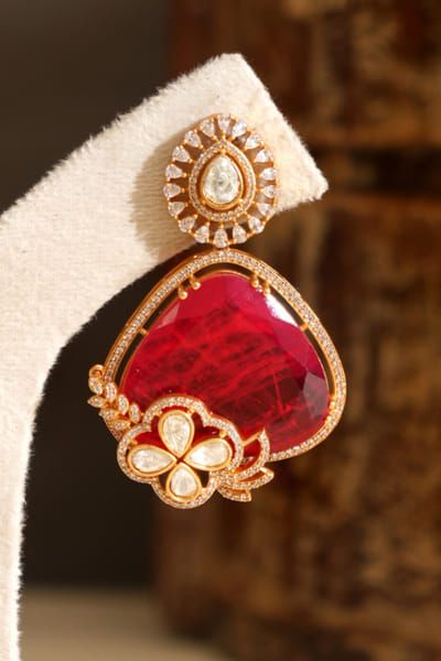 Beryachi Multicolour stone encrusted doublet earrings BERYMAY26D143882